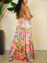 Floral maxi dress with criss-cross back straps - View 7 | Lwiis