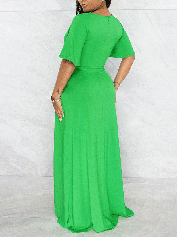 V-neck Ruffle Maxi Dress - View 8 | Lwiis