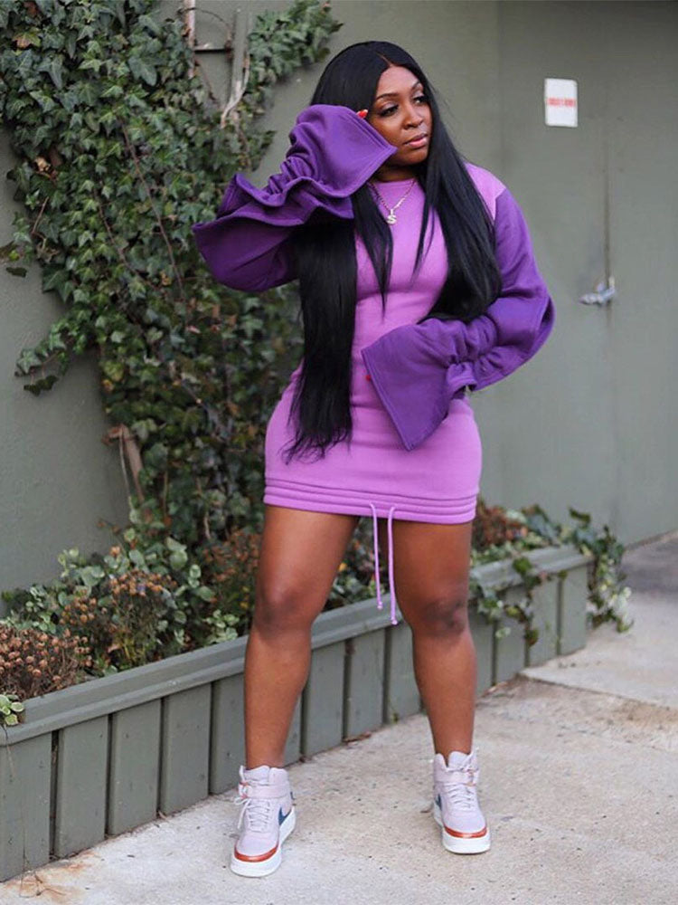 Patchwork Ruffle Sleeve Dress - View 15 | Lwiis