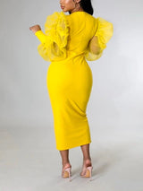 Elegant puff sleeve maxi dress - View 19 | Lwiis