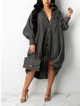 Turndown Collar Patchwork Shirt Dress - View 11 | Lwiis