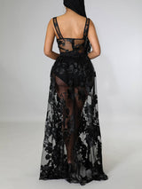 Embroidered Mesh Party Wedding Dress - View 10 | Lwiis