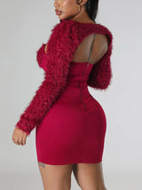 Knit bralette dress with waistcoat set - View 10 | Lwiis