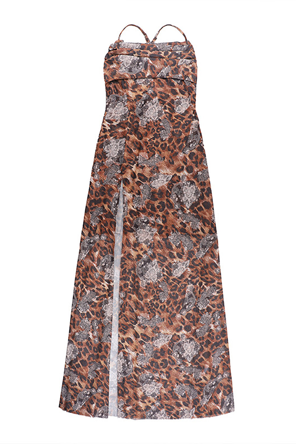 leopard floral print maxi dress - View 6 | Lwiis