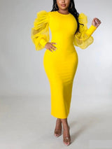 Elegant puff sleeve maxi dress - View 17 | Lwiis