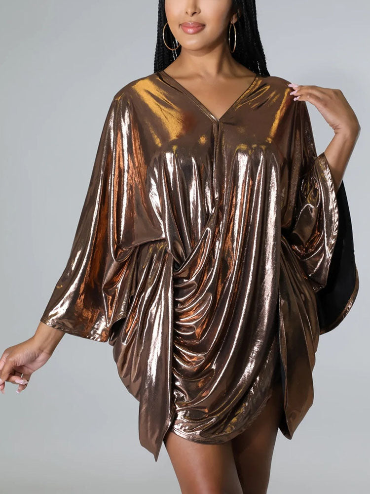 Sparkle Batwing Sleeves Mini Dress - View 15 | Lwiis