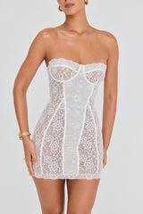 Strapless lace mini dress - View 7 | Lwiis
