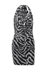 Zebra print halter neck mini dress - View 6 | Lwiis