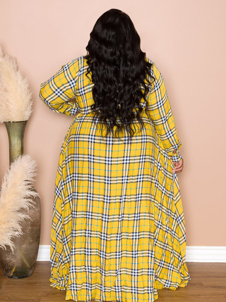 Plaid Belted Maxi Shirtdress - View 6 | Lwiis