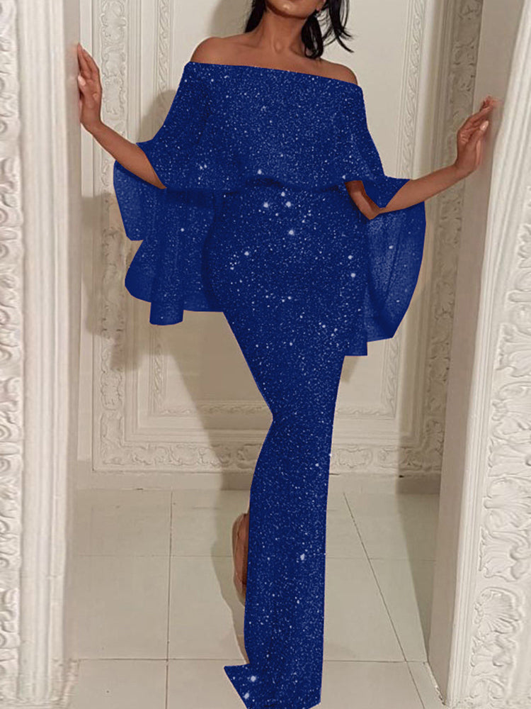 Off shoulder sequin maxi dress - View 6 | Lwiis