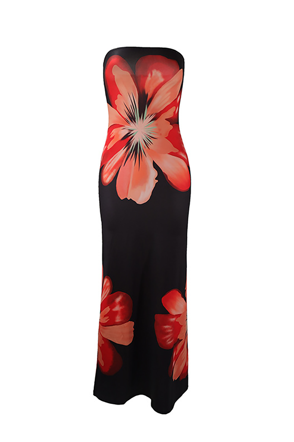 Strapless floral print maxi dress - View 8 | Lwiis