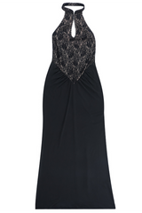 Floral lace halter neck maxi dress with mermaid skirt - View 6 | Lwiis