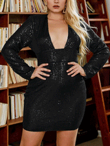 Sequin Tie Back Mini Dress - View 7 | Lwiis