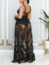 Embroidered Mesh Party Wedding Dress - View 8 | Lwiis