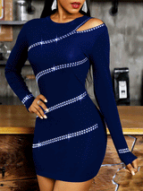 Rhinestone Cut Out Mini Dress - View 6 | Lwiis