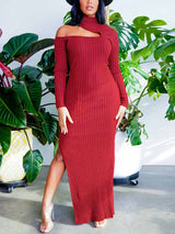 Elegant cut out maxi dress with high slit - View 15 | Lwiis