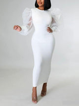 Elegant puff sleeve maxi dress - View 15 | Lwiis