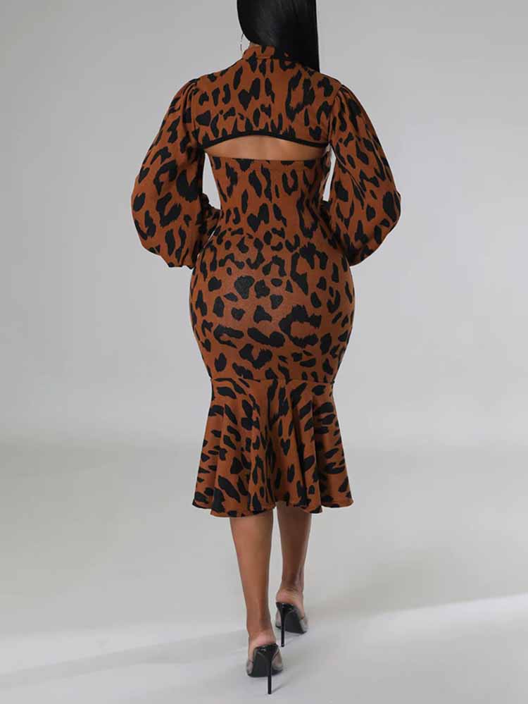 Leopard print midi dress - View 10 | Lwiis