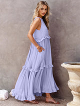 Tiered Ruffle Maxi Dress with Pockets - View 24 | Lwiis
