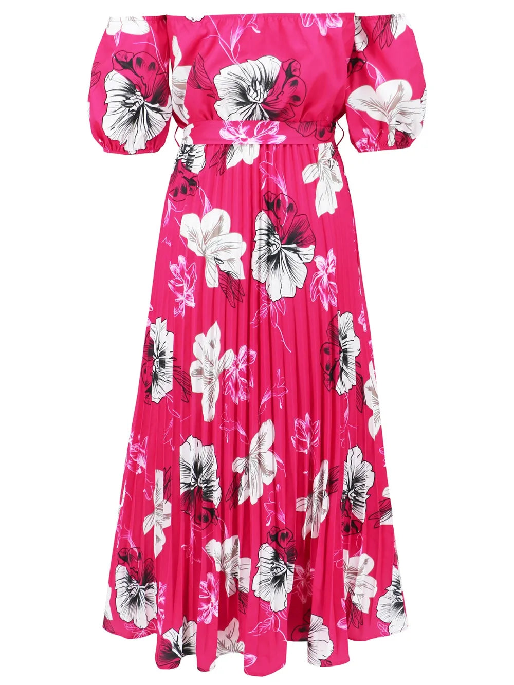 Floral Off-Shoulder Midi Dress - View 12 | Lwiis