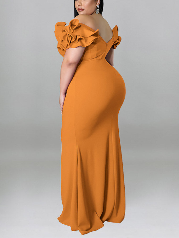 Ruffle Sleeve Mermaid Dress - View 7 | Lwiis