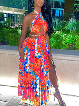 Maxi Halter Dress with Ring Detail - View 13 | Lwiis