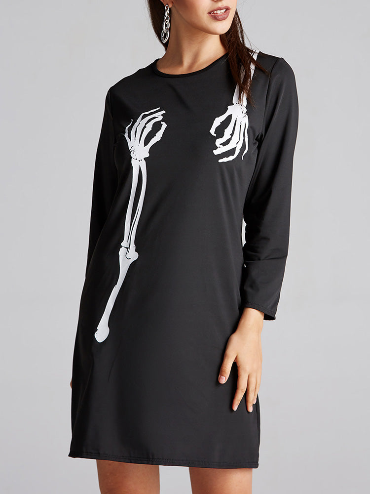 Skeleton print mini dress - View 9 | Lwiis