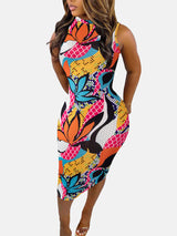 Sleeveless print midi dress - View 7 | Lwiis