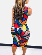 Sleeveless print midi dress - View 10 | Lwiis