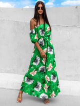 Floral Off-Shoulder Midi Dress - View 14 | Lwiis