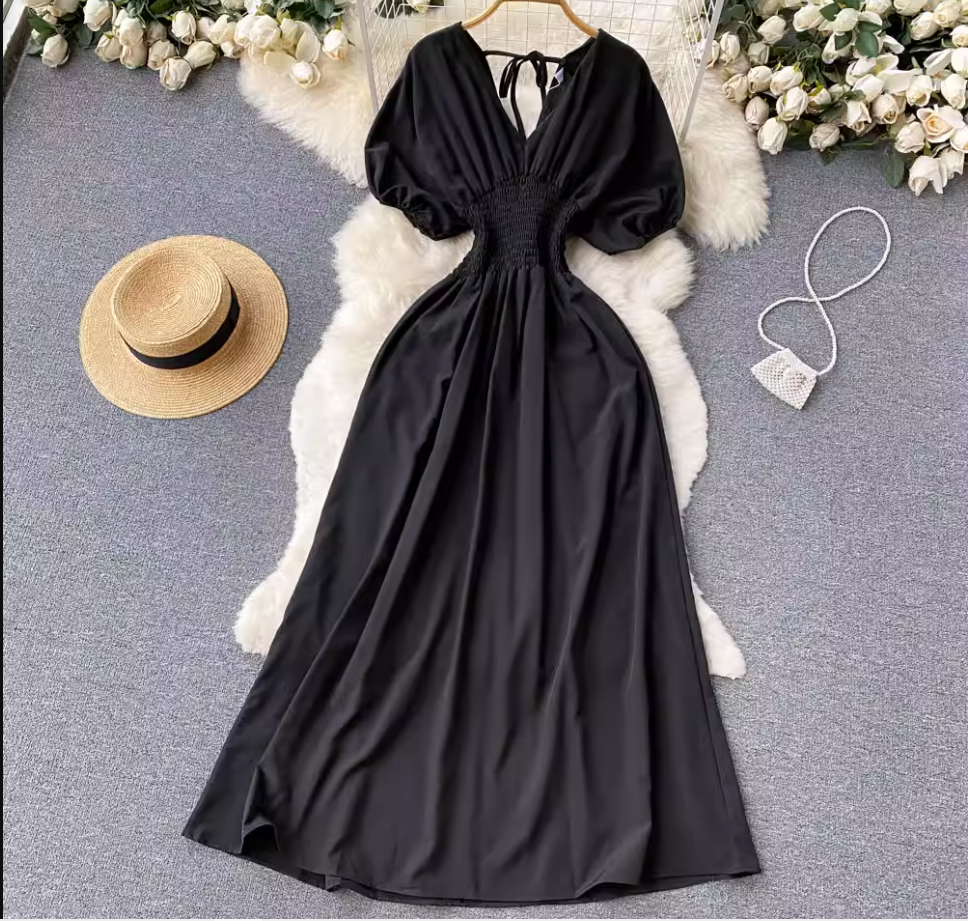 Puff Sleeve Maxi Dress - View 6 | Lwiis