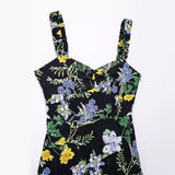 Floral print square neck midi dress - View 6 | Lwiis
