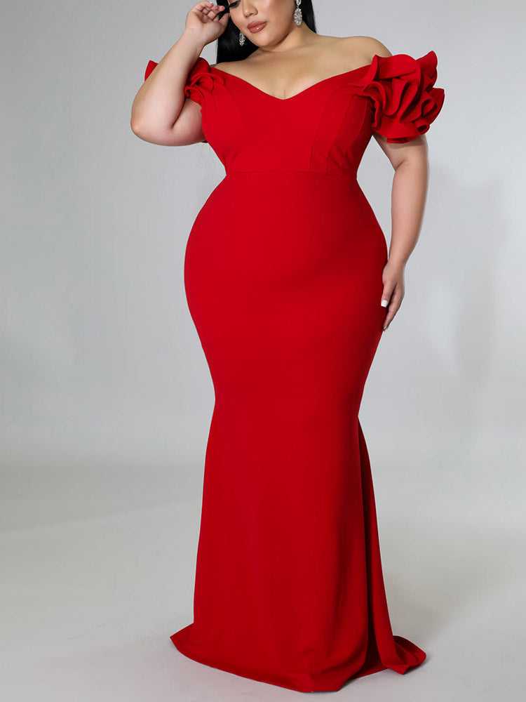 Ruffle Sleeve Mermaid Dress - View 13 | Lwiis