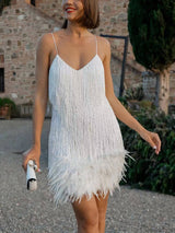 Sequin Feather Mini Dress - View 20 | Lwiis