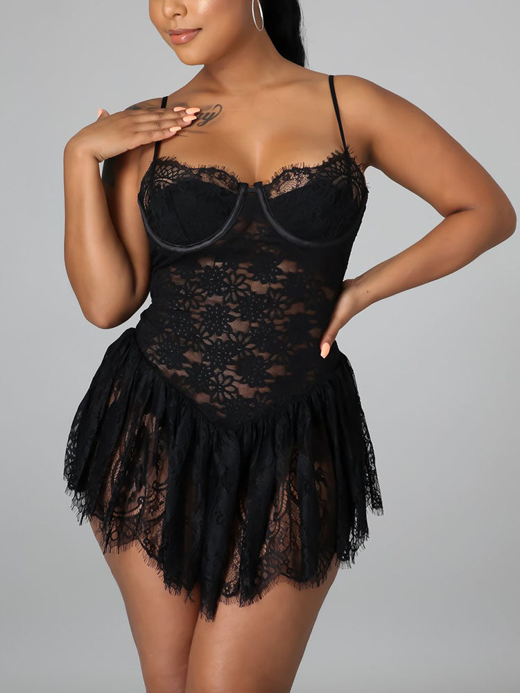 Lace Babydoll Dress - View 8 | Lwiis