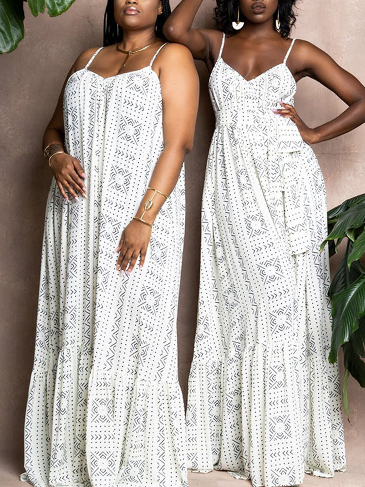 Boho maxi dress with tie-dye print and ruffled hem - View 14 | Lwiis