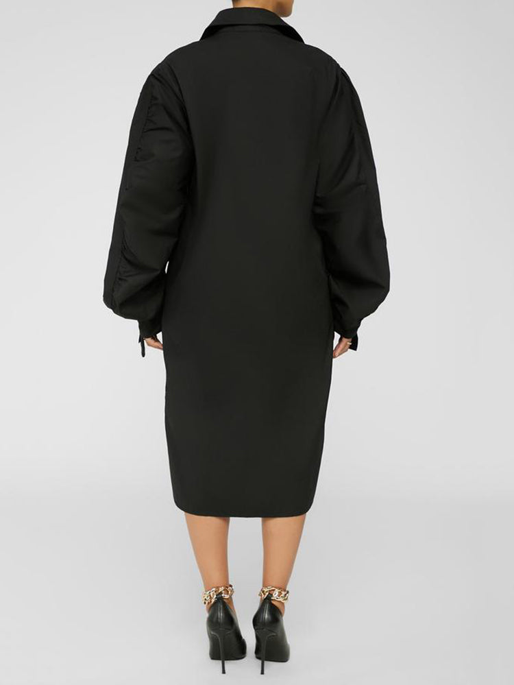 Turndown collar long sleeve shirt dress - View 7 | Lwiis