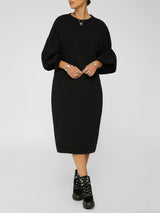 Midi dress with puff sleeves - View 8 | Lwiis