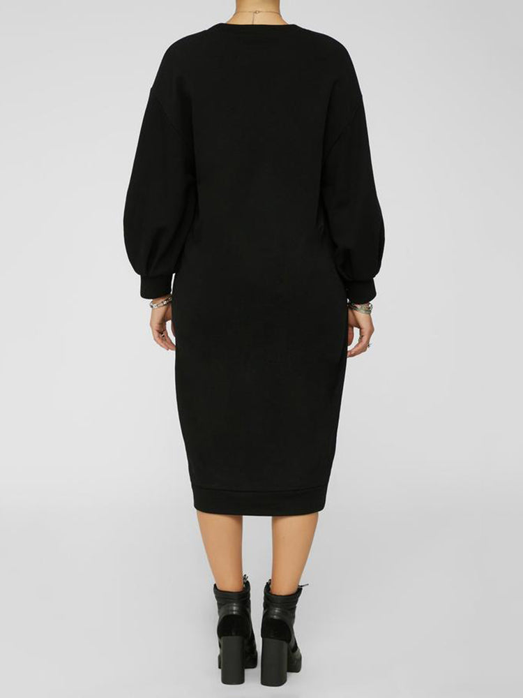 Midi dress with puff sleeves - View 10 | Lwiis