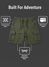 Men's casual cargo shorts in cotton twill with multiple pockets - View 17 | Lwiis