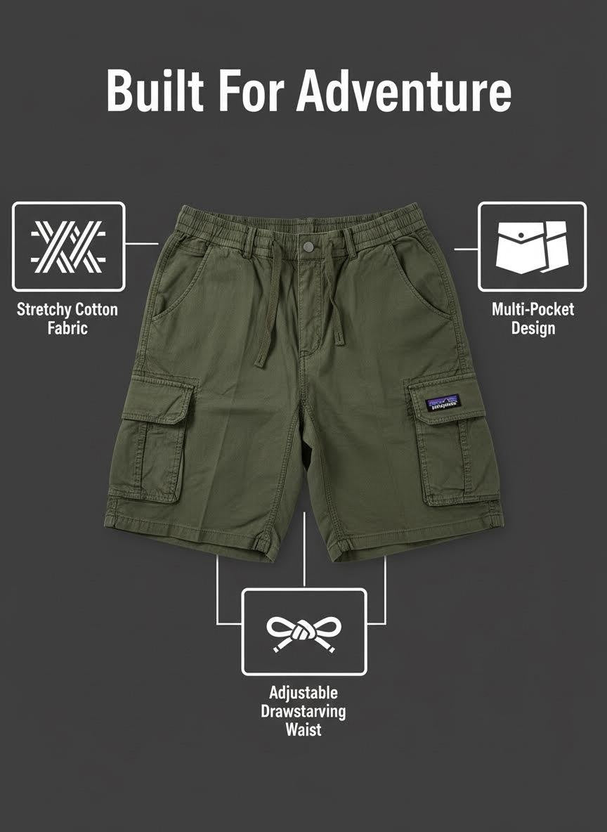 Men's casual cargo shorts in cotton twill with multiple pockets - View 17 | Lwiis