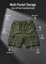 Men's casual cargo shorts in cotton twill with multiple pockets - View 18 | Lwiis