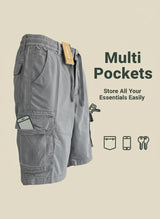 Men's casual cargo shorts in cotton twill with multiple pockets - View 12 | Lwiis