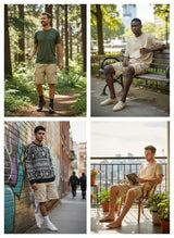 Men's casual cargo shorts in cotton twill with multiple pockets - View 23 | Lwiis