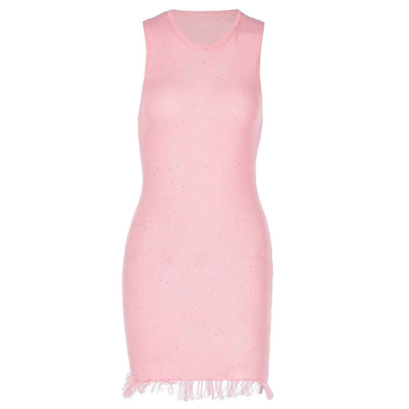 Metallic knit hip dress - View 7 | Lwiis