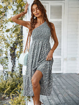 One Shoulder Floral Midi Dress - View 10 | Lwiis