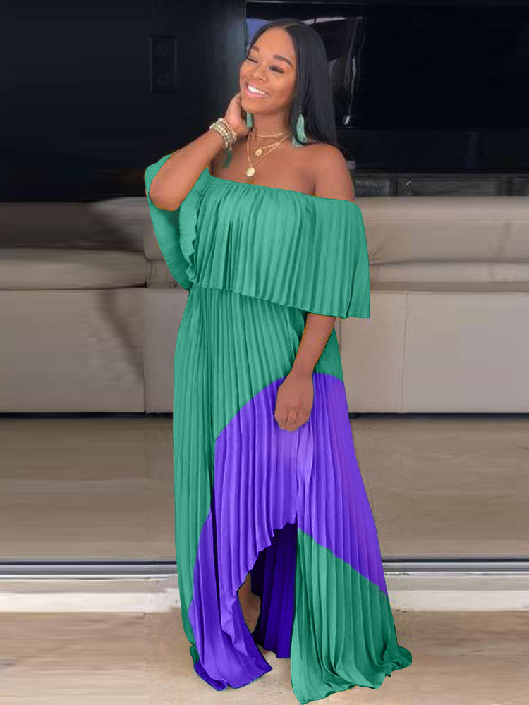 Off Shoulder Pleated Maxi Dress - View 7 | Lwiis