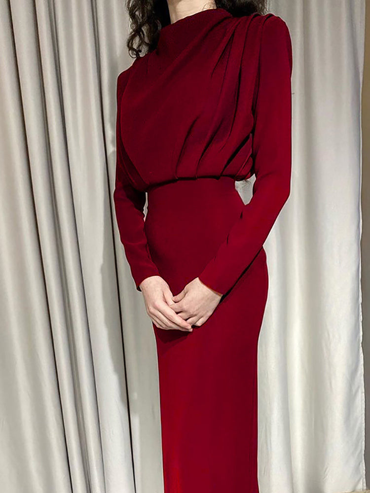 Fitted high neck midi dress - View 6 | Lwiis
