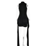 Mock neck ruched sleeveless midi dress - View 11 | Lwiis