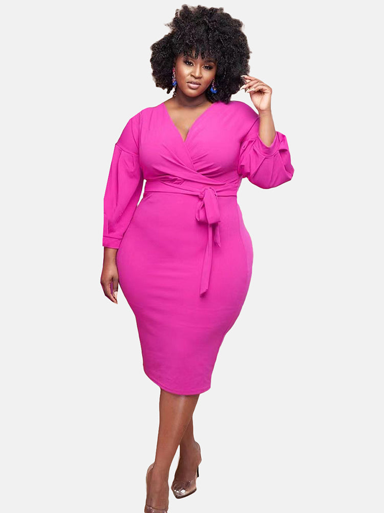 V-neck midi dress - View 7 | Lwiis